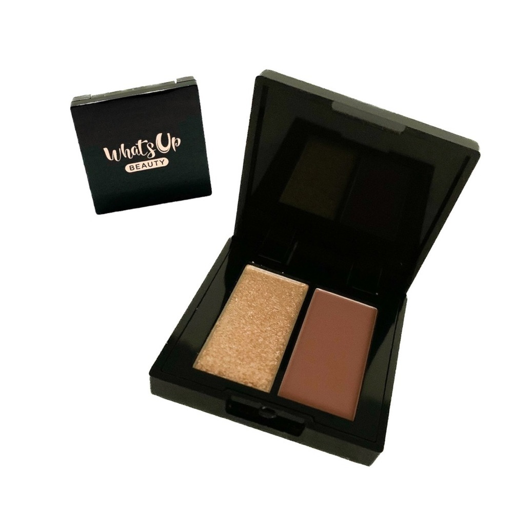 NEW Whats Up Beauty Lattetude Eyeshadow Duo Shimmer Matte Brown Gold
